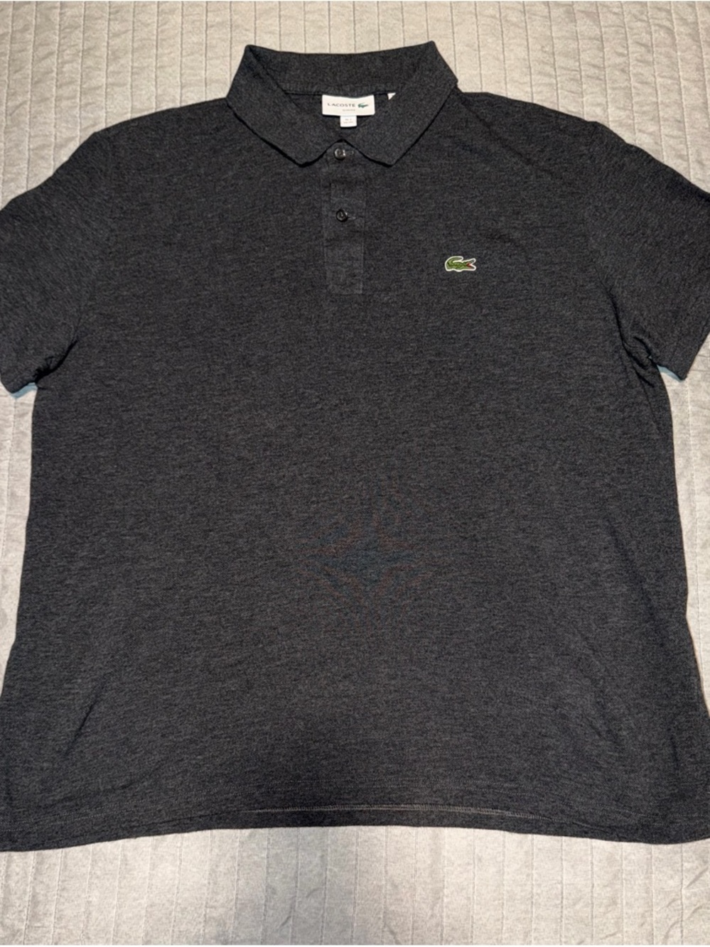 Lacoste Men’s Charcoal Polo with Green Crocodile Logo
